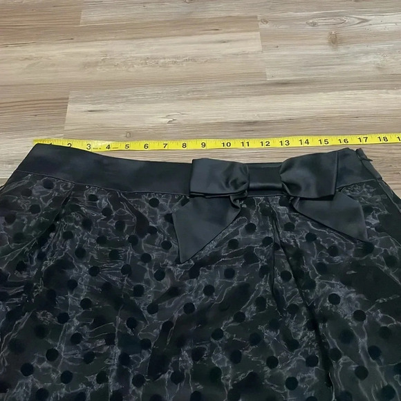 Elle A-line layered polka dot skirt Black Sheer overlay Bow Size 14 Flirty - Picture 6 of 12
